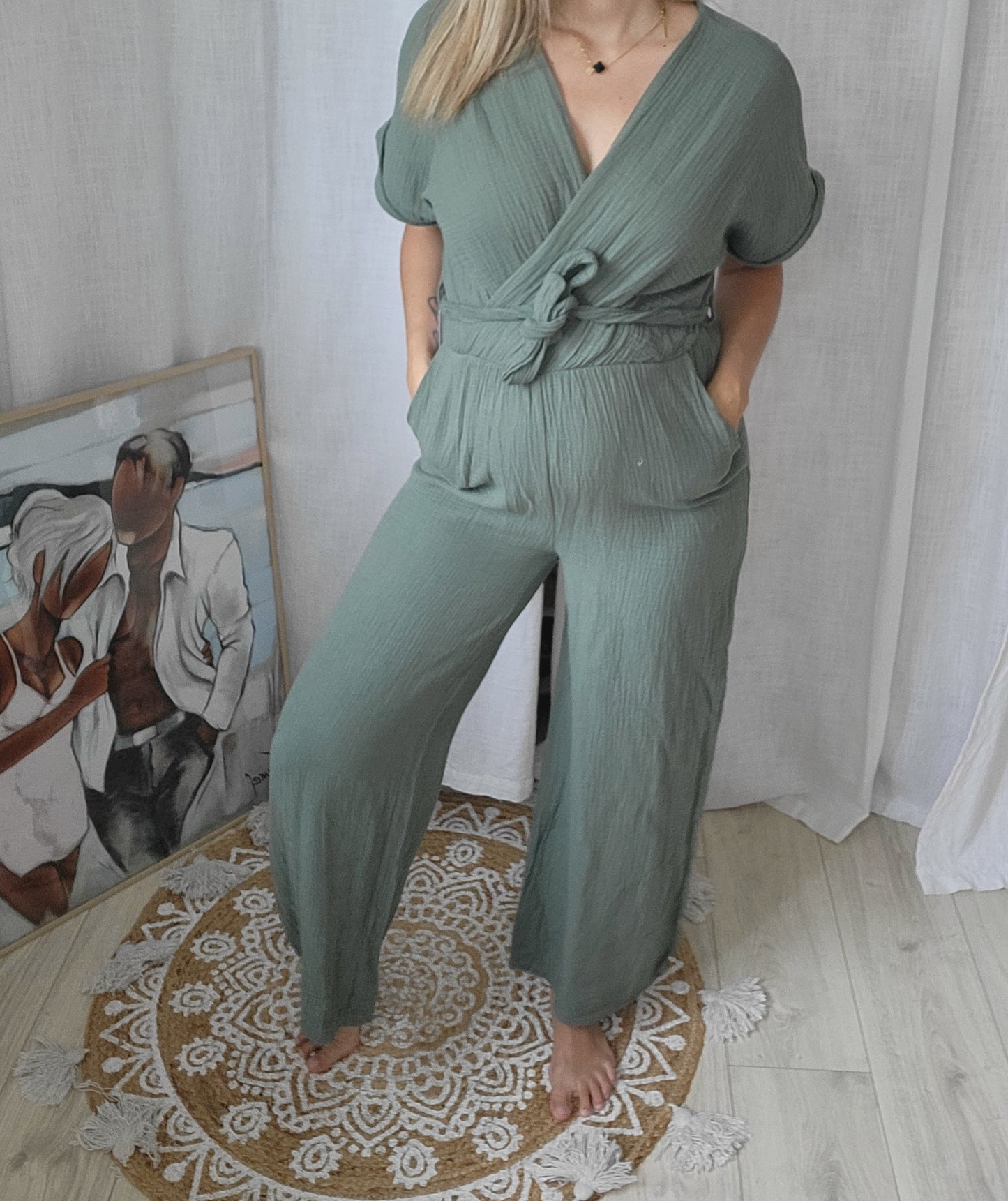 Combinaison Anouk en gaze de coton Kaki