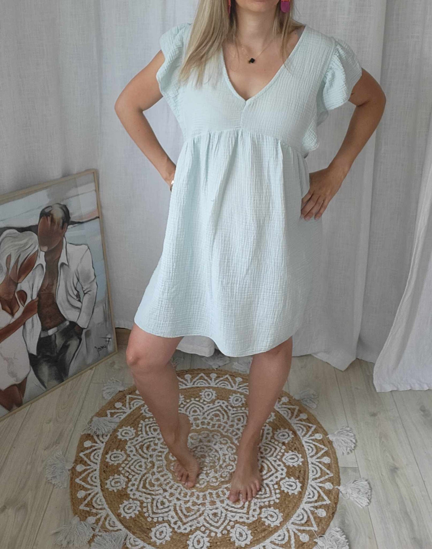 Robe Isabella en gaze de coton Vert d'eau