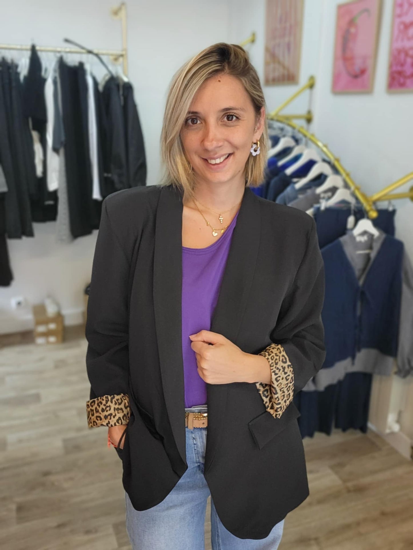 Blazer Manches Léopard