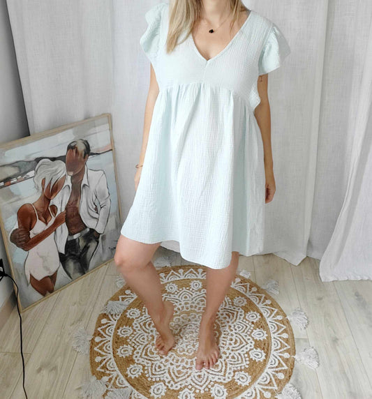 Robe Isabella en gaze de coton Vert d'eau