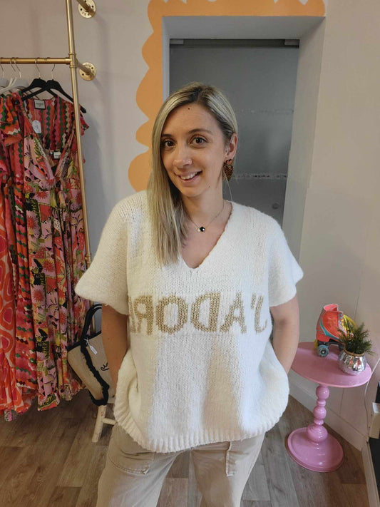 Pull sans manches J'adore