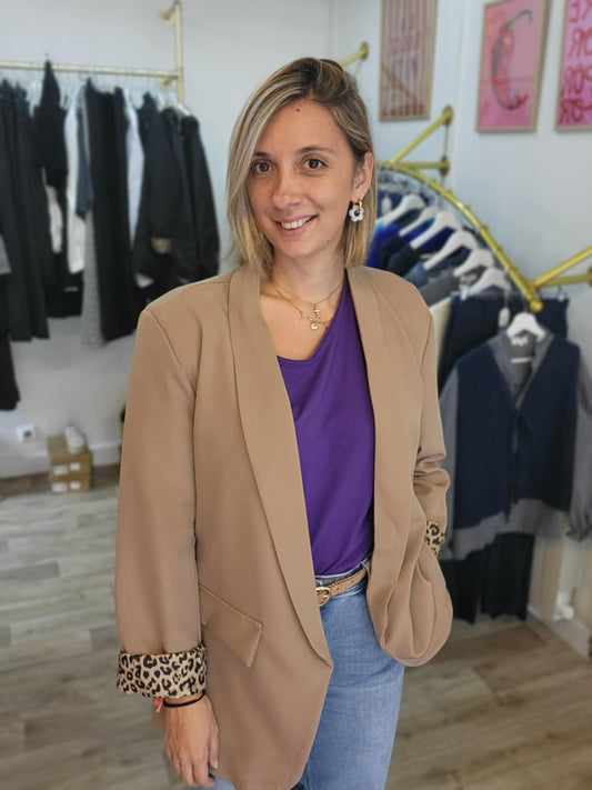 Blazer Manches Léopard