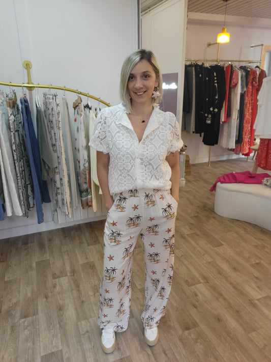 Pantalon fluide Palmier