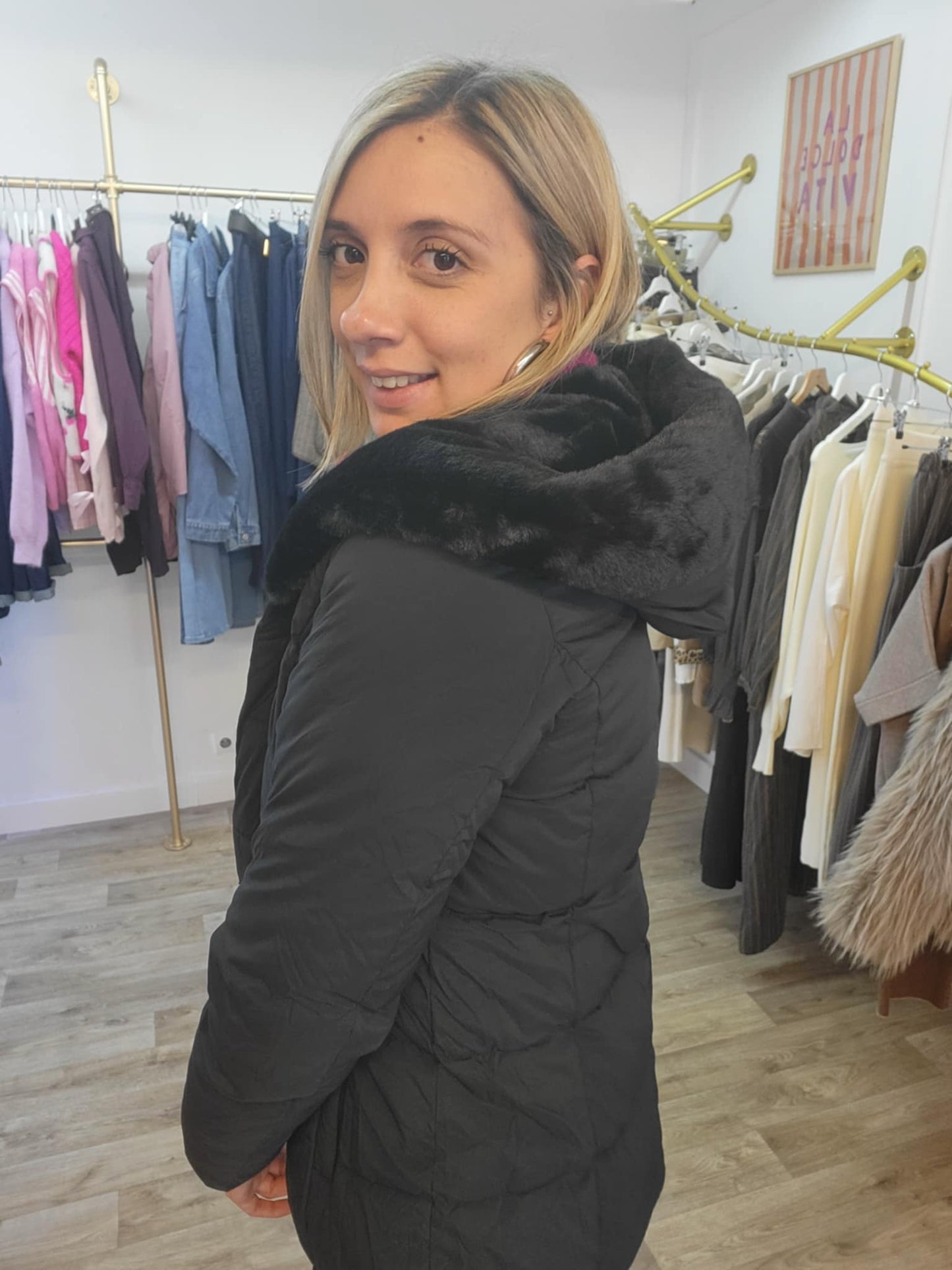 Doudoune Noir à capuche