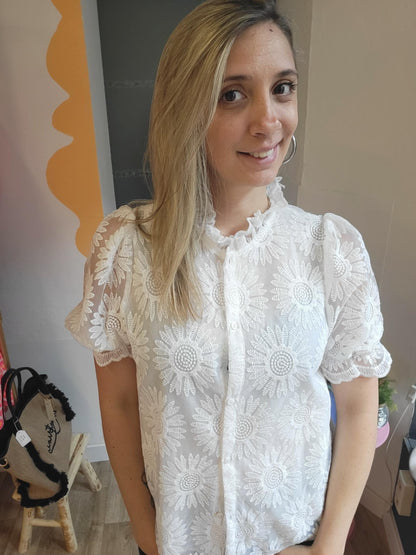 Chemisier manches courte dentelle