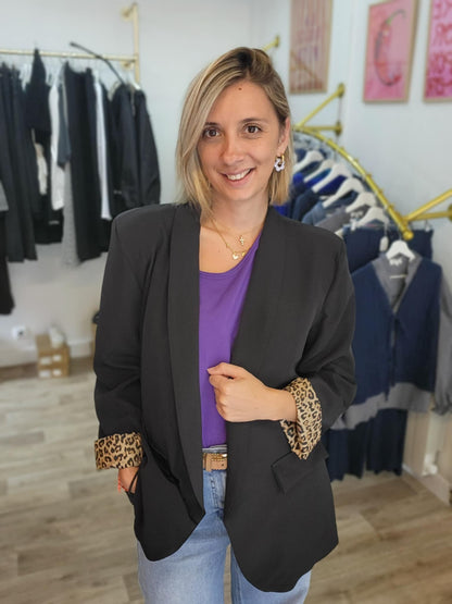 Blazer Manches Léopard